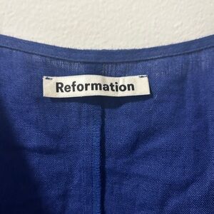 Royal blue linen wrap reformation dress